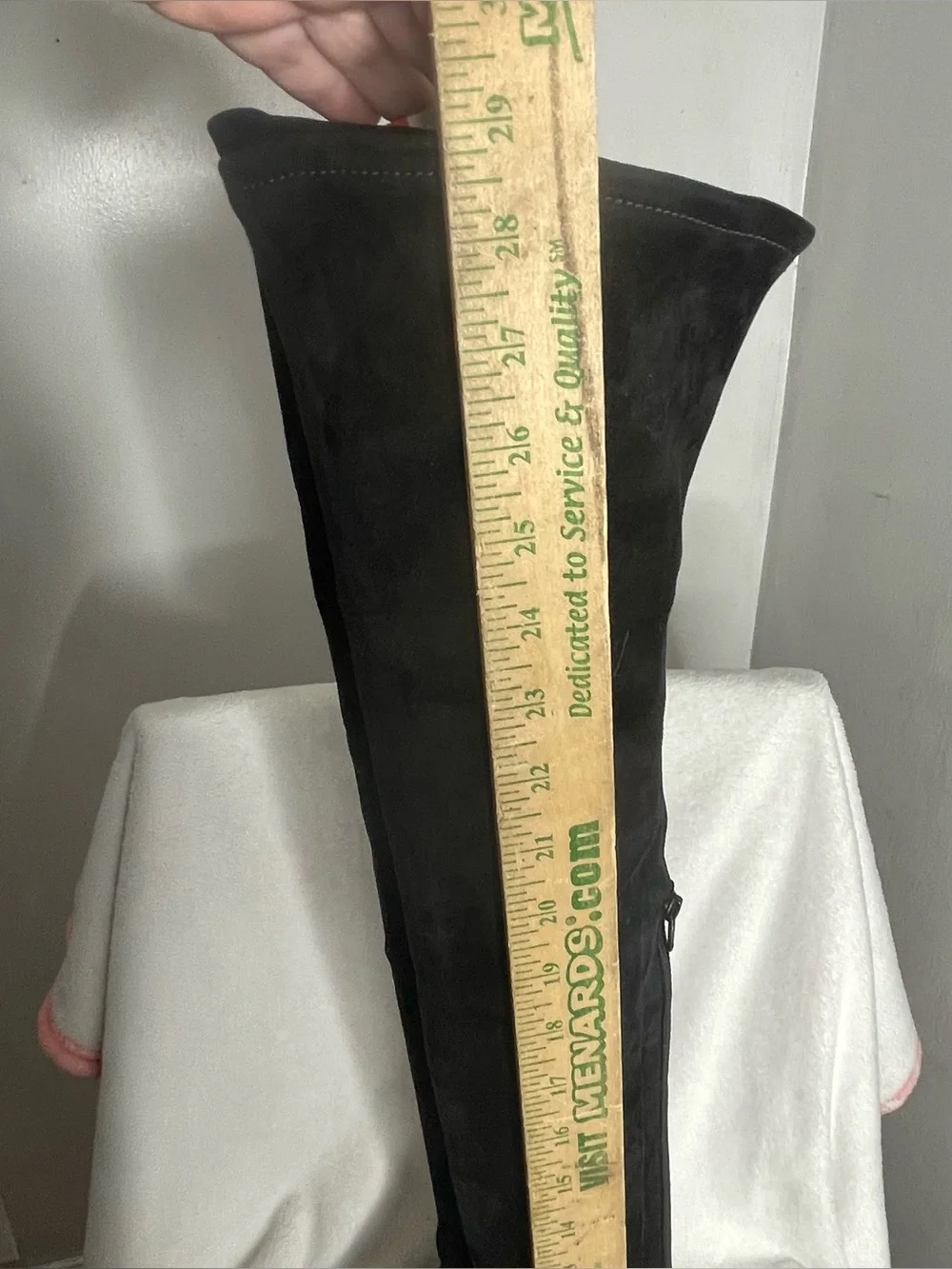 VALENTINO GARAVANI Black Suede Over The Knee Block Heel Boots Women Size 38.5